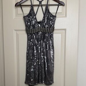 Sky Silver Sequin Mini Dress